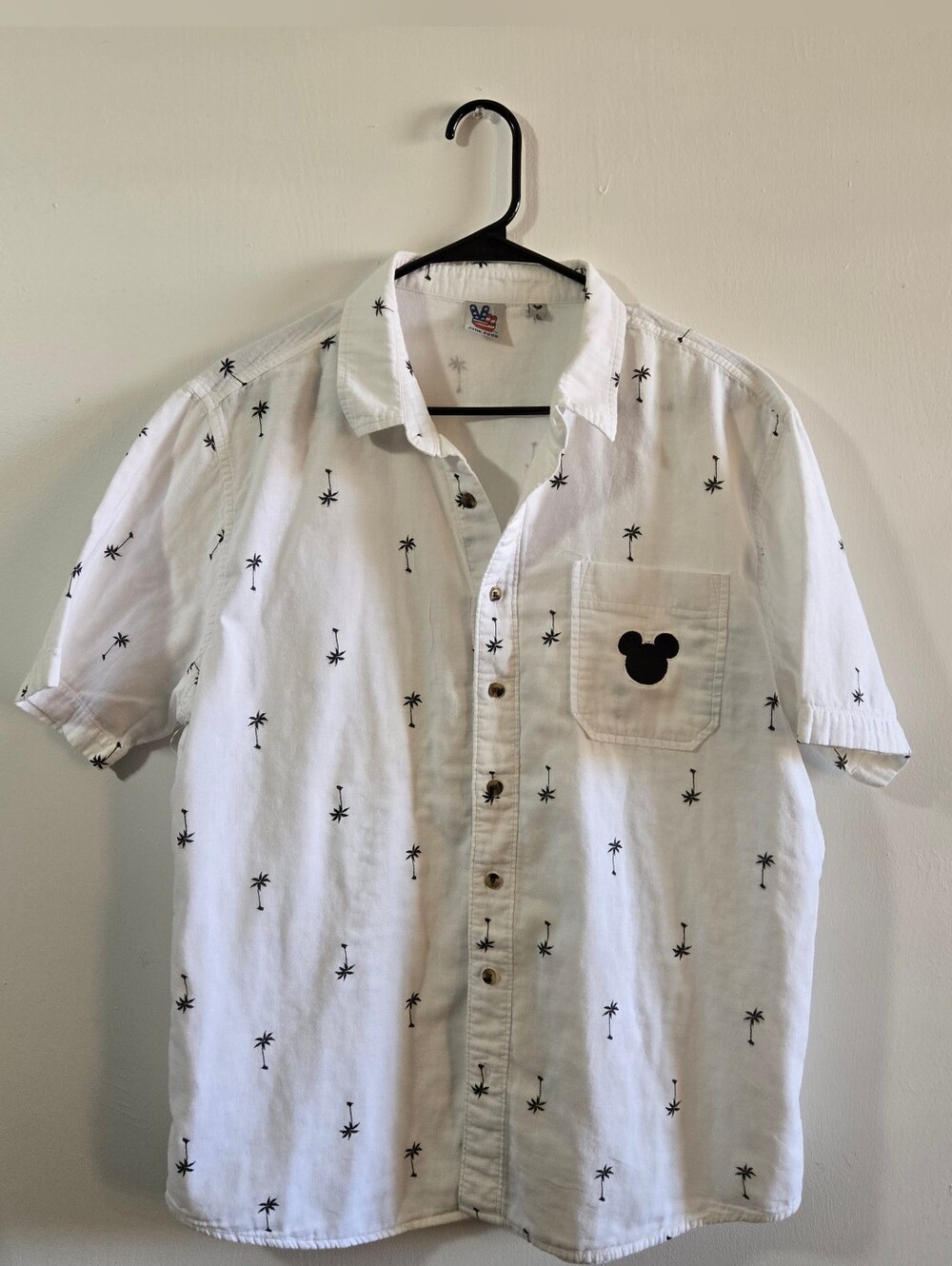 Disney Junk Food Clothing White Short-Sleeve Palm Print Button-Down Shirt